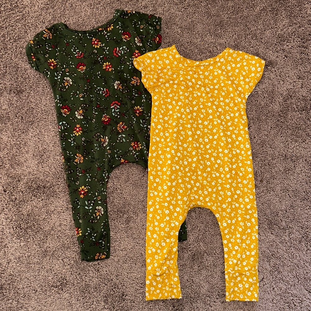 Tribe & Pax small shop handmade babygirl floral romper bundle 9-12m